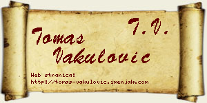 Tomas Vakulović vizit kartica